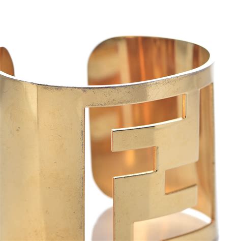 fendi gold logo cuff|FENDI Resin FF Logo Cuff Bracelet Gold.